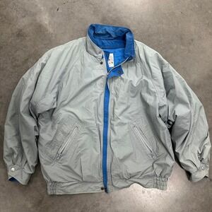 Vintage 90s London Towne gray blue Nylon Full Zip windbreaker jacket Size Large